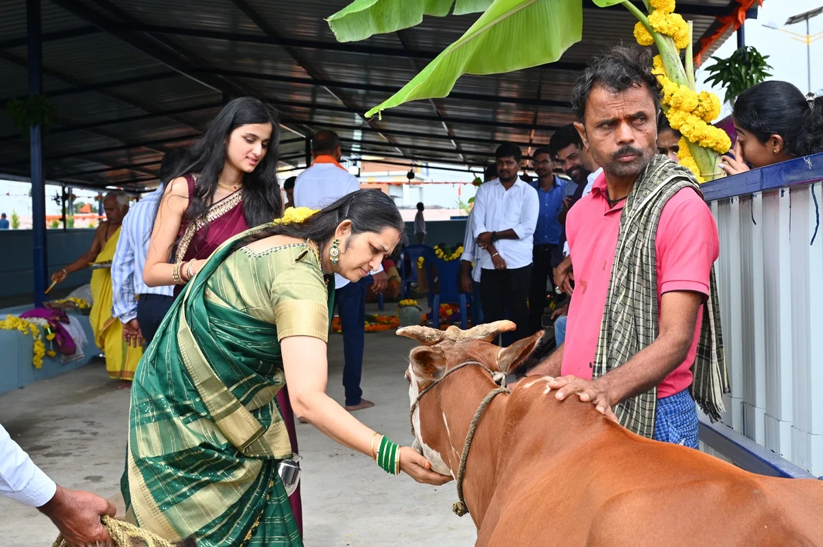 Goshala inauguration — blessing the cows